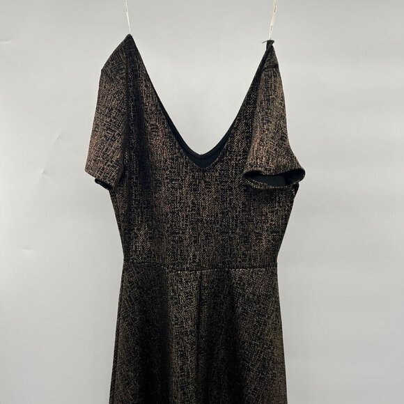 Rolla Coster Women's Short Sleeve A-Line Dress Black/Gold Size Small Above Knee - Picture 6 of 8